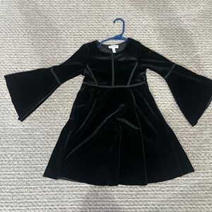 JESSICA SIMPSON Girls Black Velvet Dress with bell sleeves, size S